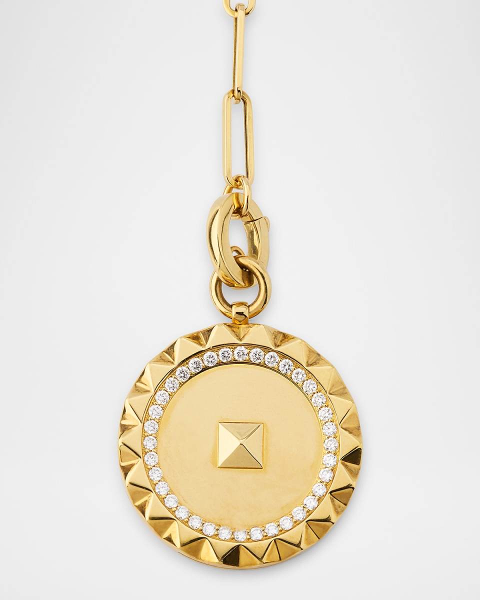 18K Yellow Gold Obelisco Medallion Diamond Necklace